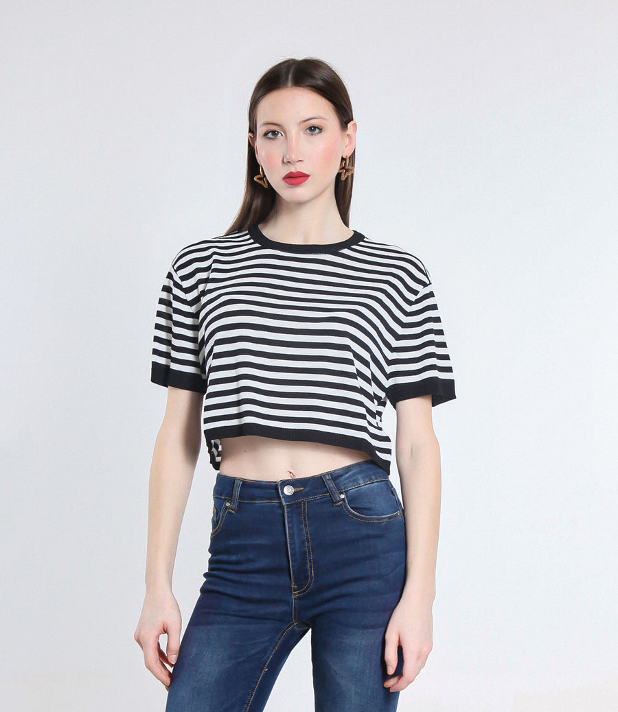 MAGLIA CROPPED VISCOSA SM NERO