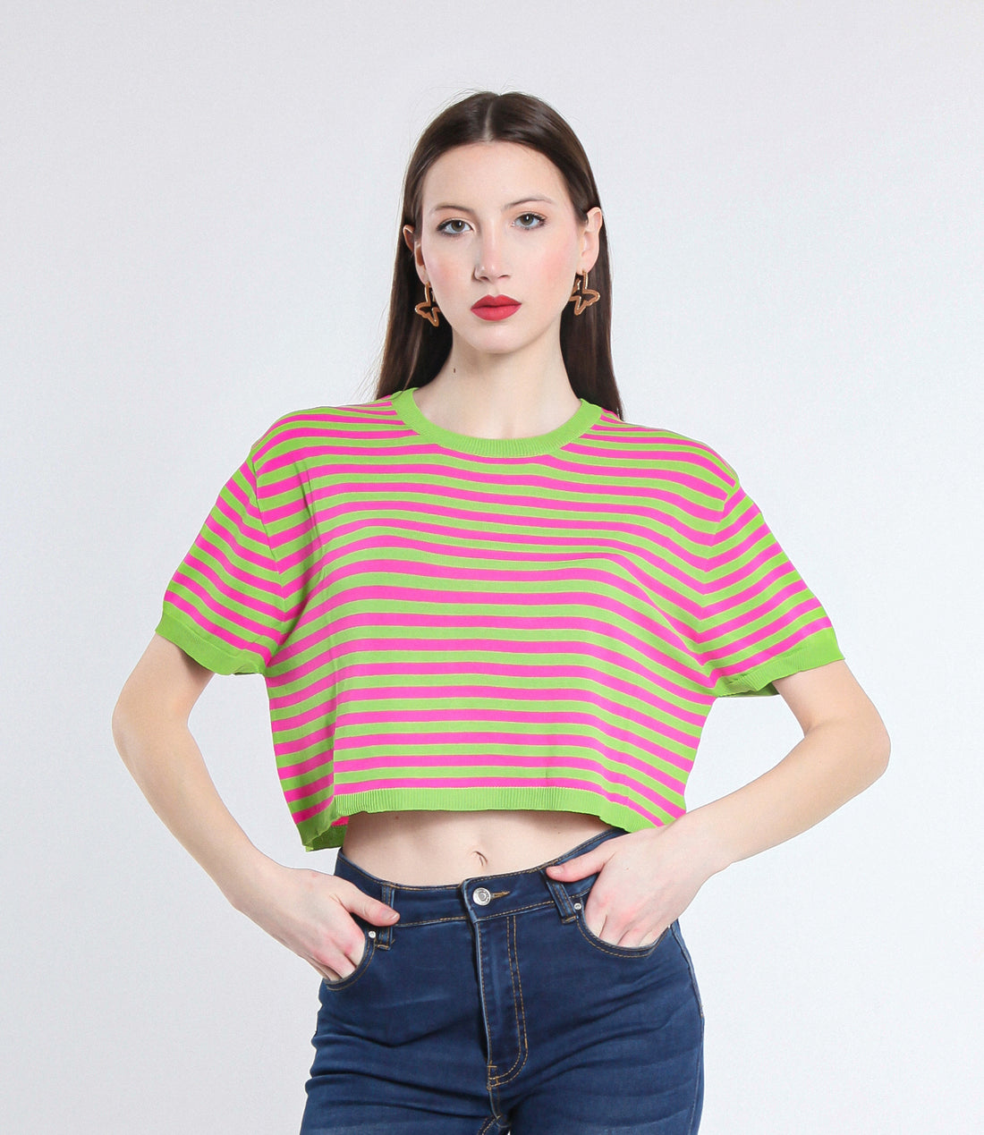 MAGLIA CROPPED VISCOSA SM VERDE