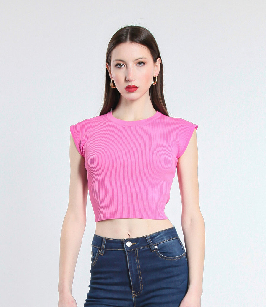 MAGLIA CROPPED IN VISCOSA SM ROSA