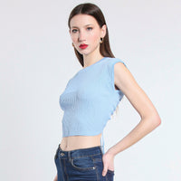 MAGLIA CROPPED IN VISCOSA SM CELESTE