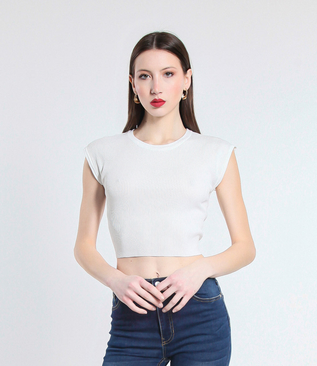 MAGLIA CROPPED IN VISCOSA SM BIANCO