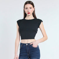 MAGLIA CROPPED IN VISCOSA SM NERO