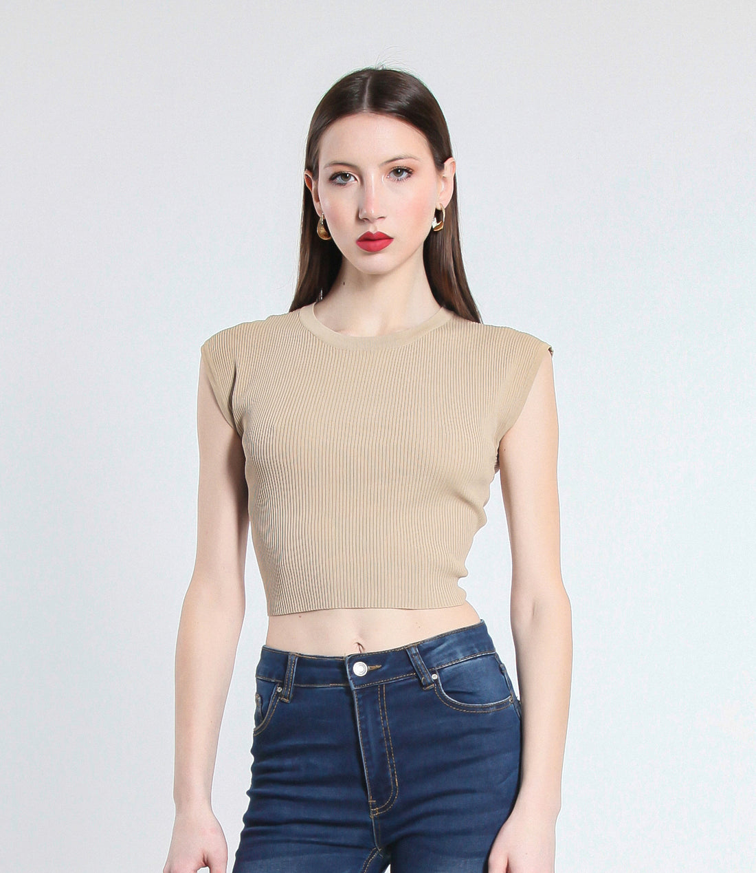 MAGLIA CROPPED IN VISCOSA SM BEIGE