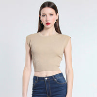 MAGLIA CROPPED IN VISCOSA SM BEIGE