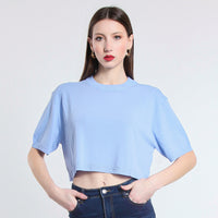 MAGLIA CROPPED IN VISCOSA SM CELESTE