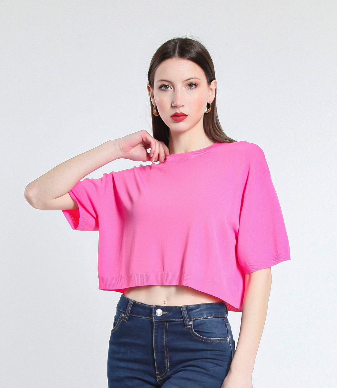 MAGLIA CROPPED IN VISCOSA SM ROSA