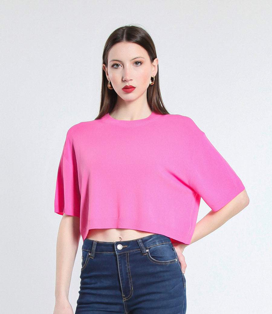 MAGLIA CROPPED IN VISCOSA