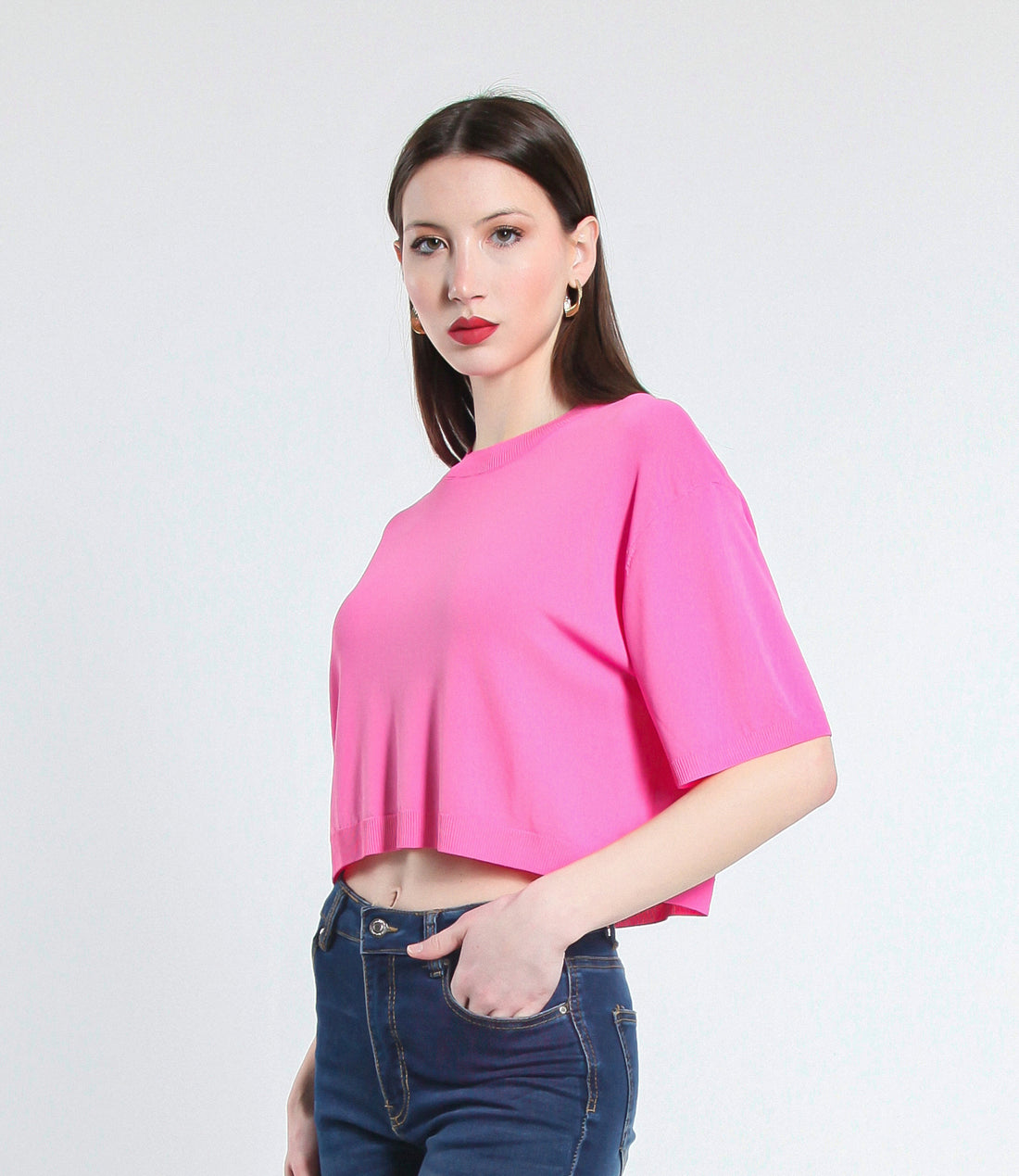 MAGLIA CROPPED IN VISCOSA