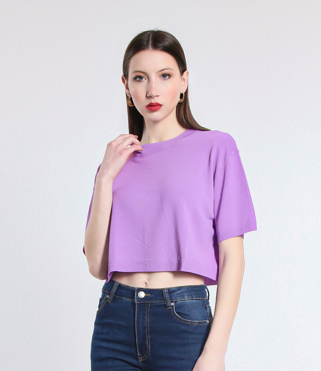 MAGLIA CROPPED IN VISCOSA