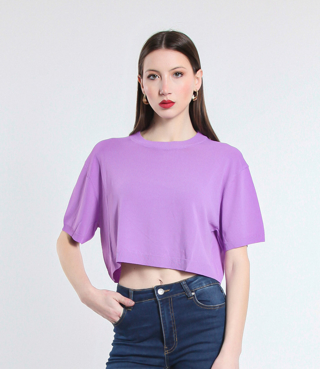 MAGLIA CROPPED IN VISCOSA