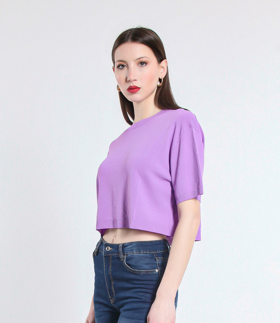 MAGLIA CROPPED IN VISCOSA SM LILLA