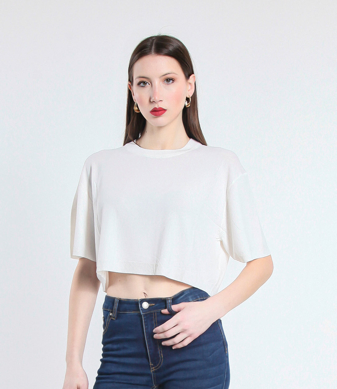 MAGLIA CROPPED IN VISCOSA