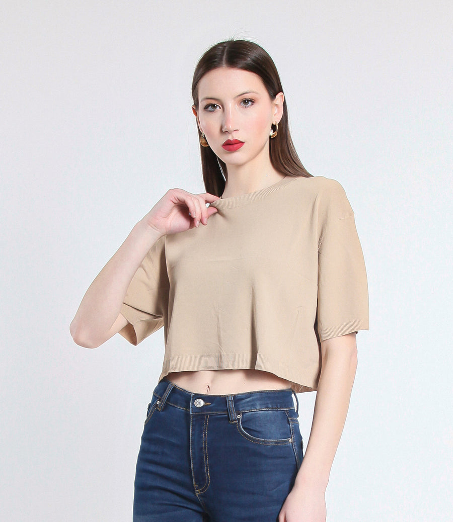 MAGLIA CROPPED IN VISCOSA