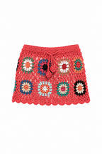Minigonna Crochet Multicolor Corallo